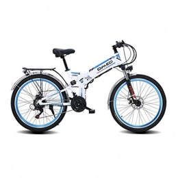 HUO FEI NIAO Bike Electric Bike 24 / 26 Inches Folding, 48v / 10a High-Efficiency Lithium Battery Electric Bicycle, with 300W Motor 21 Speed Beach Cruiser Mountain E-bike with Rear Seat ( Color : White , Size : 24 inches )