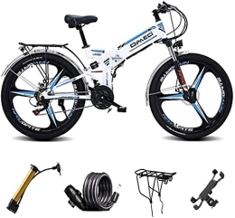 RDJM Bike Electric Bike, 24 Inch Bicycle for Teens, 300W Folding Mountain Bike, 48V 10Ah Removable Lithium Battery, Front & Rear Disc Brake, Large-Screen LCD Display (Color : White)