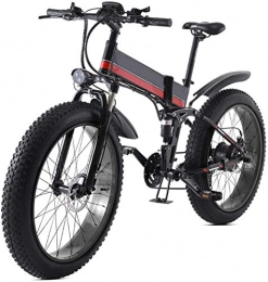 RDJM Folding Electric Mountain Bike Electric Bike 26 Electric Folding Mountain Bike with Removable 48v 12ah Lithium-ion Battery 1000w Motor Electric Bike E-bike with Lcd Display and Removable Lithium Battery (Color : Red)
