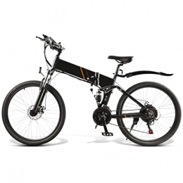 Electric oven Folding Electric Mountain Bike Electric Bike, 26 Inch Tire Foldable E-Bike 500W Off-Road Electric Commuting Bicycles 48V 10.4Ah Adult Electric Bike Snow Bicycle (Color : Black)