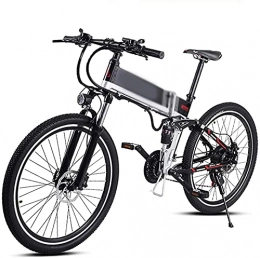 Electric Bike 26 Inches Electric Bicycle 48V500W Assisted Mountain Bicycle Folding Fat Tire Snow Bike 12Ah Li-Battery 21 Speed Beach Cruiser E-bike with Rear Seat-Black