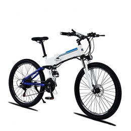 YIZHIYA Bike Electric Bike, 27.5" Folding Adults Electric Mountain Bicycle, 21 Speed E-bike, Double shock absorption system, 3 Working Modes, Outdoor Cycling Travel Commuting E-Bike, White blue, 48V 500W 9AH