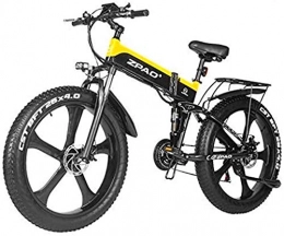 JYCCH Bike Electric Bike 48V 1000W Electric Bike Electric Mountain Bike 26inch Fat Tire E-Bike 21 Speeds Beach Cruiser Mens Sports Mountain Bike Lithium Battery Hydraulic Disc Brakes (Color : Yellow) (Yellow )