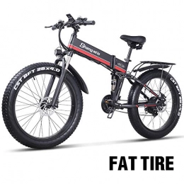 Sheng mi lo Bike Electric Bike 48V 1000W Mens Mountain Ebike 21 Speeds 26 inch Fat Tire Road Bicycle Snow Bike Pedals with Disc Brakes and full Suspension Fork (Removable Lithium Battery)