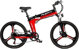 RDJM Bike Electric Bike, 614W Mountain Bike, 24" / 26" Inch Tire Folding E-Bike, 7 Speeds Mens Sports Mountain Bike for Adults, 48V 12.8AH Removable Lithium Battery (Color : Red, Size : 24")