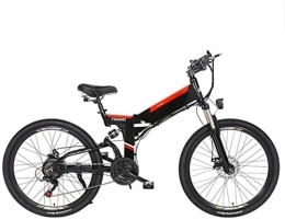 RDJM Folding Electric Mountain Bike Electric Bike, Electric Bike Folding Electric Mountain Bike with 24" Super Lightweight Aluminum Alloy Electric Bicycle, Premium Full Suspension And 21 Speed Gears, 350 Motor, Lithium Battery 48V, Gray,