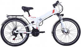 Erik Xian Folding Electric Mountain Bike Electric Bike Electric Mountain Bike 26 Inch Electric Bike Folding Mountain E-Bike 21 Speed 36V 8A / 10A Removable Lithium Battery Electric Bicycle for Adult 300W Motor High Carbon Steel Material, White