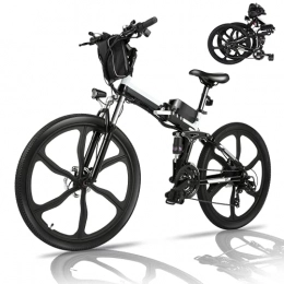 Oppikle Folding Electric Mountain Bike Electric Bike Electric Mountain Bike, 26 Inch Folding E-bike With Removable 36V / 8AH Lithium Battery, 250W Stable Brushless Motor, Professional 21-Speed Gears, City Bike For Women And Men (Black)