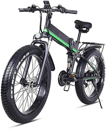 CASTOR Bike Electric Bike Electric Mountain Bike 26 Inches 1000W 48V 13Ah Folding Fat Tire Snow Bike EBike with Lithium Battery Oil Brakes for Adult (Color : Green)