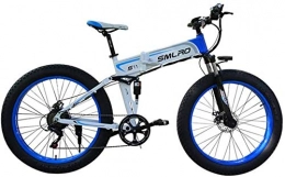 Erik Xian Folding Electric Mountain Bike Electric Bike Electric Mountain Bike Electric Bicycle Folding Mountain Power-Assisted Snowmobile Suitable for Outdoor Sports 48V350W Lithium Battery, Blue, 36V10AH for the jungle trails, the snow, the b