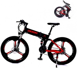 HCMNME Folding Electric Mountain Bike Electric Bike Electric Mountain Bike Electric Snow Bike, 26" Electric Bike City Commute Bike with Removable 8AH Battery, 5 Speed Gear Electric Bicycle for Adult Lithium Battery Beach Cruiser for Adult