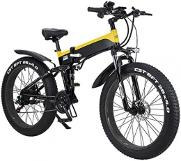 HCMNME Folding Electric Mountain Bike Electric Bike Electric Mountain Bike Electric Snow Bike, 26" Electric Mountain Bike Folding for Adults, 500W Watt Motor 21 / 7 Speeds Shift Electric Bike for City Commuting Outdoor Cycling Travel Work O