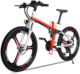 HCMNME Folding Electric Mountain Bike Electric Bike Electric Mountain Bike Electric Snow Bike, 48V / 12.8 Ah Electric Bike Mountain Bike Foldable E-Bike, 3 Modes, Front LED Headlights, Adjustable Handlebar And Seat Lithium Battery Beach Cruise