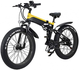 HCMNME Bike Electric Bike Electric Mountain Bike Electric Snow Bike, Folding Electric Bike for Adults, Lightweight Alloy Frame 26-Inch Tires Mountain Electric Bike with With LCD Screen, 500W Watt Motor, 21 / 7 Spee