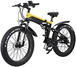 HCMNME Folding Electric Mountain Bike Electric Bike Electric Mountain Bike Folding Electric Bike for Adults, Lightweight Alloy Frame 26-Inch Tires Mountain Electric Bike with With LCD Screen, 500W Watt Motor, 21 / 7 Speeds Shift Electric Bi