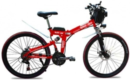 RDJM Bike Electric Bike Folding Electric Bikes for Adults, 26" Mountain E-Bike 21 Speed Lightweight Bicycle, 500W Aluminum Electric Bicycle with Pedal for Unisex And Teens (Color : Red)