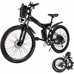 Eloklem Folding Electric Mountain Bike Electric Bike for Adults, 26'' Folding Electric Mountain Bike with Removable 36V 8AH Lithium-Ion Battery, 250W Motor Electric Bike, E-Bike with 21 Speed Gear and Three Working Modes (Black)