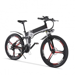 Electric oven Folding Electric Mountain Bike Electric Bike for Adults 500W Bicycle 26'' Tire Folding Electric Bike 48V 12.8Ah Removable Battery 7 Speed Gears Up to 24Mph (Color : Black red)