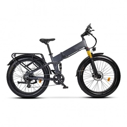 Electric oven Folding Electric Mountain Bike Electric Bike for Adults Foldable 26 Inch Fat Tire 750W 48W 14Ah Lithium Battery Ebike Full Suspension Electric Bicycle (Color : Matte Grey)