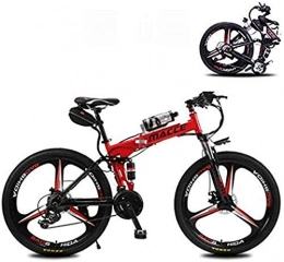 Fangfang Folding Electric Mountain Bike Electric Bikes, 26-inch Adult Folding Electric Bicycle, 21-Speed Electric Mountain Bike with 36V 6.8A Lithium Battery, 21-Speed 3 Driving Modes, Suitable for Riding Exercise Bikes (Color : Red) , E-Bik
