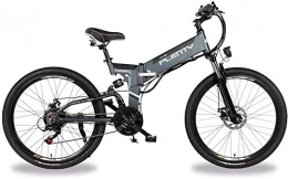Fangfang Bike Electric Bikes, Adult Folding Electric Bicycles Aluminium 26inch Ebike 48V 350W 10AH Lithium Battery Dual Disc Brakes Three Riding Modes with LED Bike Light , E-Bike ( Color : Grey , Size : 10AH480WH )