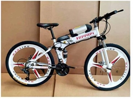 Fangfang Folding Electric Mountain Bike Electric Bikes, Electric Bicycle Folding Lithium Battery Assisted Mountain Bike Suitable for Adult Variable Speed Riding Carbon Steel Frame, Red, 21 speed , E-Bike ( Color : White , Size : 21 speed )