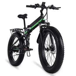 Electric oven Folding Electric Mountain Bike Electric Bikes for Adults 1000w 30 Mph Foldable Electric Bike 26 Inch Fat Tire 48v Lithium Battery Mens Mountain Bike Snow Bike (Color : Green)