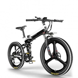 ZH Folding Electric Mountain Bike Electric Bikes for Adults, 26" Folding Bike, 400W 48V 10AH Lithium Battery Aluminum Alloy Mountain Cycling Bicycle, E-Bike with 7-speed Shimano Professional Transmission for Outdoor Cycling Work Out