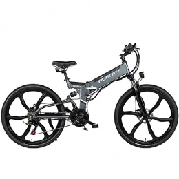 KT Mall Folding Electric Mountain Bike Electric Bikes for Adults 26" Folding Electric Bike 3-Mode 21-Speed Mountain Ebike with 350W Motor And LCD Meter Folding E-Bike MAX 24Mph Load Bearing 300Lb Easy To Travel, Gray, 48V 12.8Ah(120km)