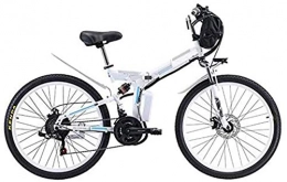 Fangfang Folding Electric Mountain Bike Electric Bikes, Power-assisted bicycle folding 26 inches high carbon steel 350 W / 500 W Motor straddling easy compact removable lithium battery 48V folding mountain electric bike, White, 8AH , E-Bike