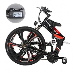 GHH Folding Electric Mountain Bike Electric folding Mountain bike 24" Outdoor Adult Hybrid Bike 21 Speed Gear Disc Brakes Smart Ebike for Mens (48V 10Ah 480W) Detachable Lithium Battery Aluminum Alloy Bicycles
