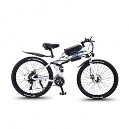 WIYP Folding Electric Mountain Bike Electric folding mountain bike 26 inch 21 speed long endurance power-assisted bicycle Electric city bike (Color : White)