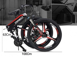 Generic Bike Electric Folding Mountain Bike for Adult, 26 Inch, 48V10AH Ebike Foldable, Red, Powerful