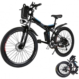 Eloklem Bike Electric Mountain Bike 26'' Folding 250W Electric Bicycle with Removable Large Capacity Lithium-Ion Battery, Professional 21 Speed Gears