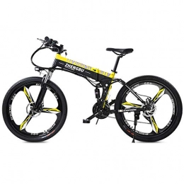 SYLTL Folding Electric Mountain Bike Electric Mountain Bike, 26 Inch Adult Folding E-bike 48V 10AH Lithium-Ion Battery Mountain Cycling Bicycle 27 Speed Off-Road Damping, Blackyellow