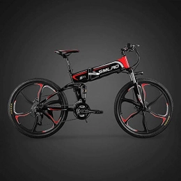 Wking Bike Electric Mountain Bike, 26 Inch Folding E-Bike with Super Lightweight Magnesium Alloy 6 Spokes Integrated Wheel, 21 Speed Gear