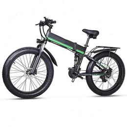 RECORDARME Folding Electric Mountain Bike Electric Mountain Bike, 48v 1000w Snow Folding Bicycle 4.0 Fat Tire e Bike 48v Lithium Battery, for Urban Environment and Commuting To and From Get Off Work MX01-Green