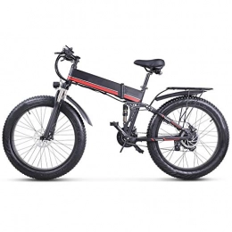 RECORDARME Folding Electric Mountain Bike Electric Mountain Bike, 48v 1000w Snow Folding Bicycle 4.0 Fat Tire e Bike 48v Lithium Battery, for Urban Environment and Commuting To and From Get Off Work MX01-Red