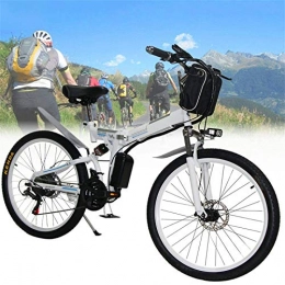 Fangfang Bike Electric Powerful Bicycle 26'' Electric Folding Mountain Bike with Removable Large Capacity 48V 13AH Lithium-Ion Battery 350W Motor Electric Bike Premium Full Suspension E-Bike 21 Speed Gear Electric