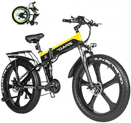 Capacity Folding Electric Mountain Bike Electric Snow Bike, 1000W Fat Electric Bike 48V Lithium Battery Mens Mountain E Bike 21 Speeds 26 Inch Fat Tire Road Bicycle Snow Bike Pedals With Beach Cruiser Mens Sports Lithium Battery Beach Cruis