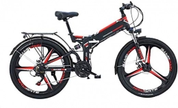 WJSWD Bike Electric Snow Bike, 24 / 26'' Folding Electric Mountain Bike with Removable 48V / 10AH Lithium-Ion Battery 300W Motor Electric Bike E-Bike 21 Speed Gear And Three Working Modes Lithium Battery Beach Cruis