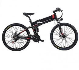 WJSWD Folding Electric Mountain Bike Electric Snow Bike, 26'' Electric Bike, Folding Electric Mountain Bike with 48V 10Ah Lithium-Ion Battery, 350 Motor Premium Full Suspension And 21 Speed Gears, Lightweight Aluminum Frame Lithium Batte
