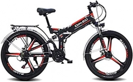 Capacity Bike Electric Snow Bike, 26" Folding Ebike, 300W Electric Mountain Bike for Adults 48V 10AH Lithium Ion Battery Pedal Assist E-MTB with 90KM Battery Life, GPS Positioning, 21-Speed Lithium Battery Beach Cr