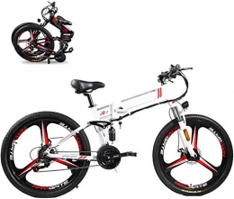 WJSWD Folding Electric Mountain Bike Electric Snow Bike, 350W Folding Electric Bike 26" Electric Bike Mountain E-Bike 21 Speed 48V 8A / 10A / 12.8A Removable Lithium Battery Electric Bikes for Adults 3 Mode Top Speed 21.7Mph Lithium Battery