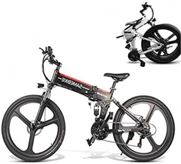 WJSWD Bike Electric Snow Bike, 350W Folding Electric Mountain Bike, 26" Electric Bike Trekking, Electric Bicycle for Adults with Removable 48V 10AH Lithium-Ion Battery 21 Speed Gears Lithium Battery Beach Cruise