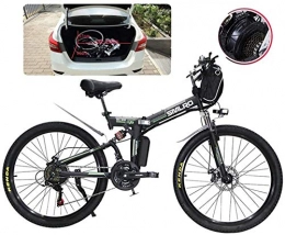 WJSWD Folding Electric Mountain Bike Electric Snow Bike, Adult Folding Electric Bikes Comfort Bicycles Hybrid Recumbent / Road Bikes 26 Inch Tires Mountain Electric Bike 500W Motor 21 Speeds Shift for City Commuting Outdoor Cycling Travel