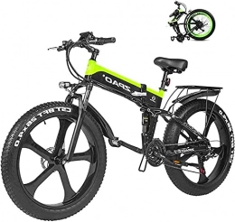 Capacity Bike Electric Snow Bike, Electric Mountain Bike 26 Inches 1000W 48V 12.8ah Folding Fat Tire Snow Bike E-bike Pedal Assist Lithium Battery Hydraulic Disc Brakes For Adult Lithium Battery Beach Cruiser for A