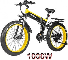 Capacity Folding Electric Mountain Bike Electric Snow Bike, Folding Electric Bike 26inch Fat Tire E-Bike 48V1000W Electric Mountain Bike Maximum Speed 40km / h Adult Electric Bicycle Beach E-Bikes Lithium Battery Beach Cruiser for Adults