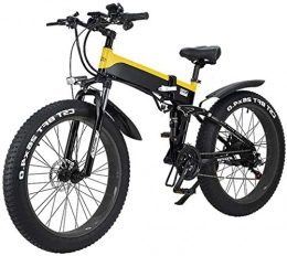 WJSWD Folding Electric Mountain Bike Electric Snow Bike, Folding Electric Bike for Adults, Lightweight Alloy Frame 26-Inch Tires Mountain Electric Bike with With LCD Screen, 500W Watt Motor, 21 / 7 Speeds Shift Electric Bike Lithium Batter