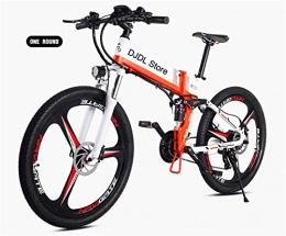 WJSWD Folding Electric Mountain Bike Electric Snow Bike, Folding Electric Bike Mountain Bicycle for Adult, 26 Inch 21Speed 48V Lithium Battery Shock Dual Disc Brakes Fit Student Men Women Bicycle Assault Bike Lithium Battery Beach Cruise